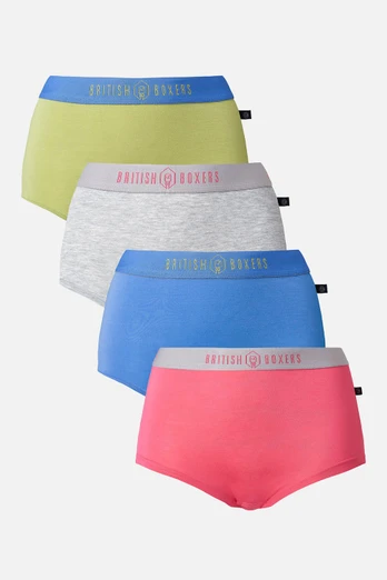 Womens Four-pack Bamboo Hipster Boxer Briefs - Fresh Pastels