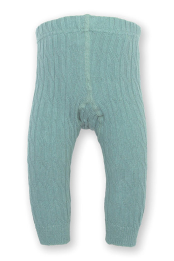 Cable Baby 90% Organic Cotton Knit Leggings - Blue