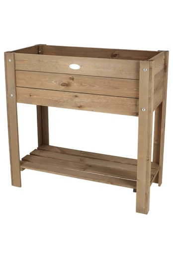 Raised Dark Wooden Planter Bed Garden Veg Plants - Dark Brown