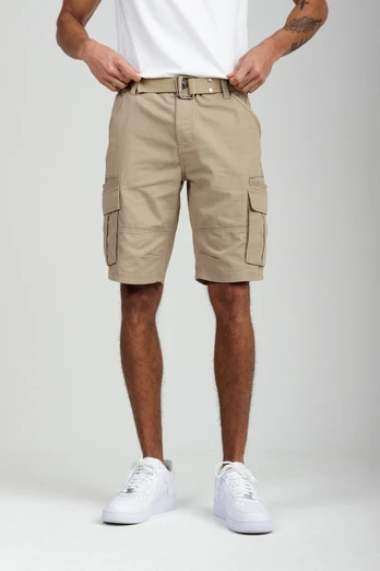 Cotton Mens Ripstop Cargo Shorts - Stone