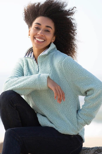 Purbeck Womens 1/4 Zip Teddy Fleece - Green