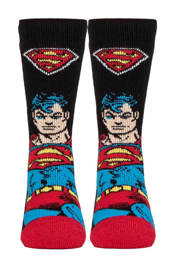 Kids Lightweight Thermal Superman Socks - Black