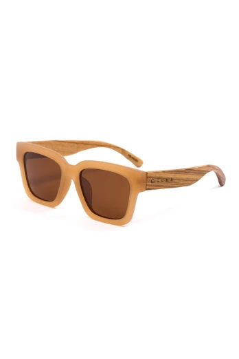 Polzeath Polarised Wood Large Unisex Sunglasses - Brown