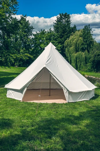 5m Polycotton Bell Tent + Zipped PVC Groundsheet - White
