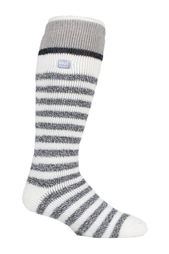 Mens Knee High Thermal Ski Socks - Cream