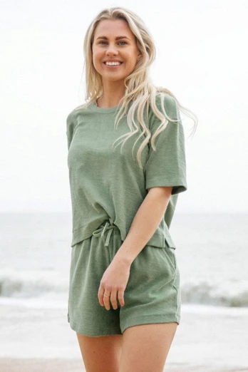 Towelling Women's T-Shirt - Sage