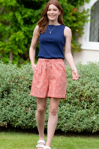 Eype Womens 100% Cotton Slub Weave Shorts - Coco Orange
