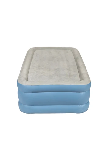 Single Raised Air Bed with Built-In Electric Pump - Blue