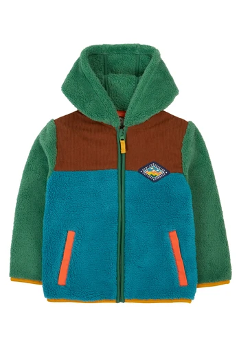 Kids 100% RPET Bracken Fleece Cord Jacket - Holly Green/Hotchpotch
