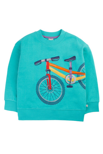 Kids 100% Organic Cotton Superb Stitch Sweatshirt - Pacific Aqua/Bike