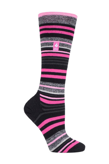 Womens Lightweight Knee High Thermal Ski Socks - Black
