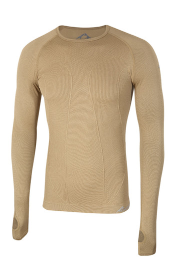 Factor 1 Plus Mens Long Sleeve Base Layer Top - Khaki