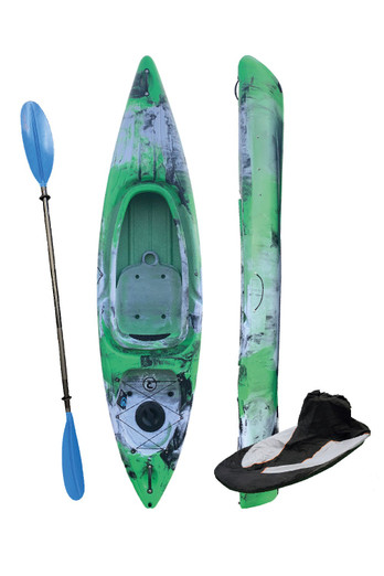 Deluxe Sit-in-Kayak with Paddle & Spraydeck - Green/White/Black