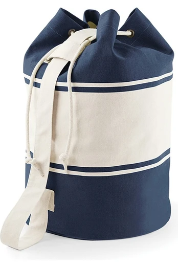 Rope Cord Unisex 30 Liters Canvas Duffel Bags - French Navy/Off