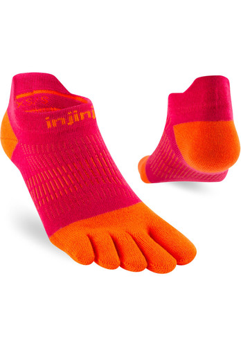 Lightweight Womens No Show Run Toe Socks - Chilli Red/Orange