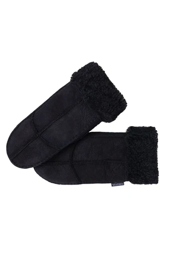 Womens Sheepskin Mittens - Black