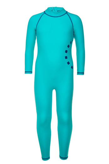 Kids Long All In One Swimsuit - Turquoise/Blue