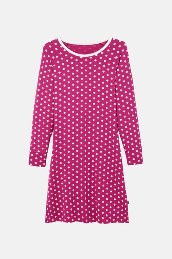Womens Bamboo Nightdress - Rhubarb Polka
