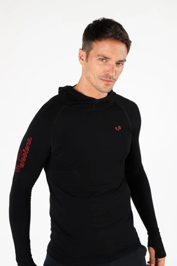 Pakke Men's Seamless Merino Blend Sport Hoodie - Black