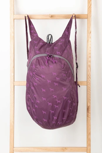 10 Litre Packable Pocket Rucksack - Wagging Dog Purple