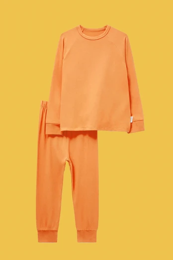 Kids Bamboo Base Layer Set - Sunset Orange