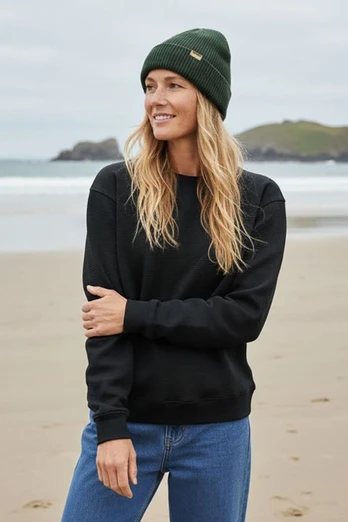 Women's Waffle Knit Jumper - Black
