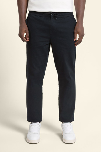 Mens Drawstring Regular Fit Chino Trouser - Navy