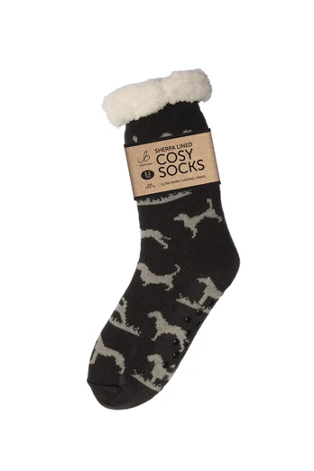 Men's Funky Cosy Sherpa Slipper Socks 3.1 TOG - Hunting Dogs