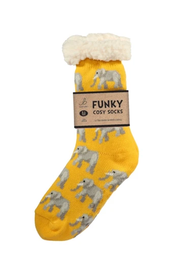 Womens Funky Cosy Sherpa Slipper Socks 3.1 TOG - Ellie Elephant