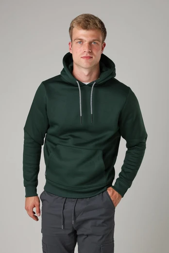 Mens Brushed Back Fleece Drawcord Hoody - Green