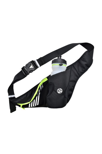 Running Waist Belt with Bottle Holder - Black