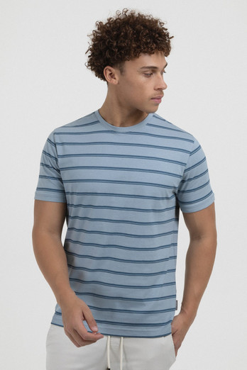 Mens Horizontal Striped T-Shirt - Blue
