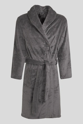Harrow Mens Supersoft Fleece Dressing Gown - Grey