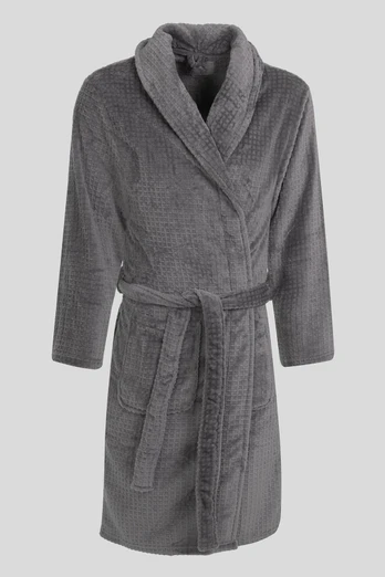 Osterley Mens Waffle Texture Fleece Dressing Gown - Grey