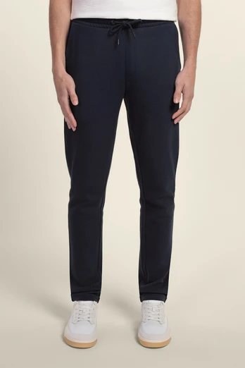Mens Pique Interlock Turn Up Jogger - Navy