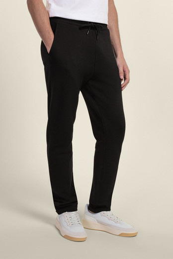 Mens Pique Interlock Turn Up Jogger - Black