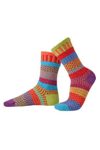 Unisex Mismatched Striped Pattern Crew Sock - Cosmos