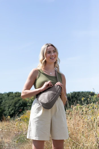 100% Recylced Nylon Crossbody Sling Bag  3.5L - Walnut