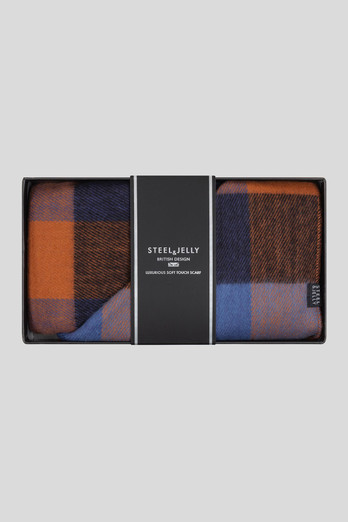 Ashurst Mens Check Boxed Scarf - Rust