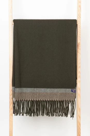 Bella Womens Stripe Scarf - Olive/Cream/Camel