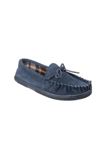Alberta Moccasin Slipper Mens - Navy
