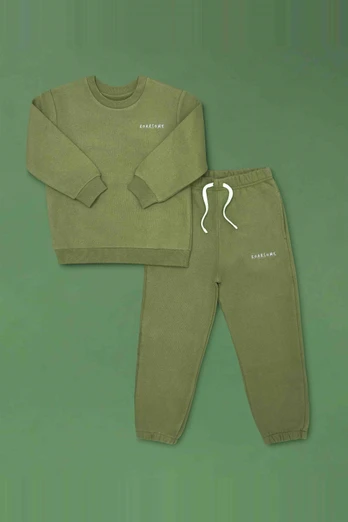 100% Organic Cotton Kids Tracksuit - Forest Green