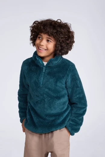 Teddy Kids Half-Zip Fleece - Dark Green