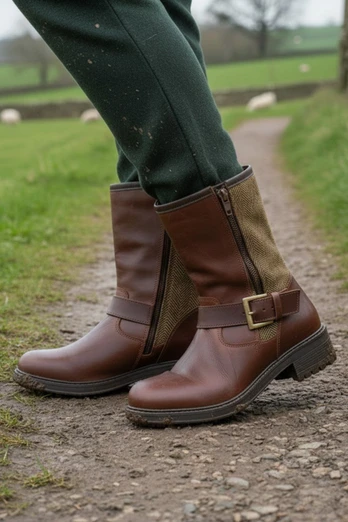 Kilsby Womens Leather Mid-Calf Fleece Lined Boots - Brown