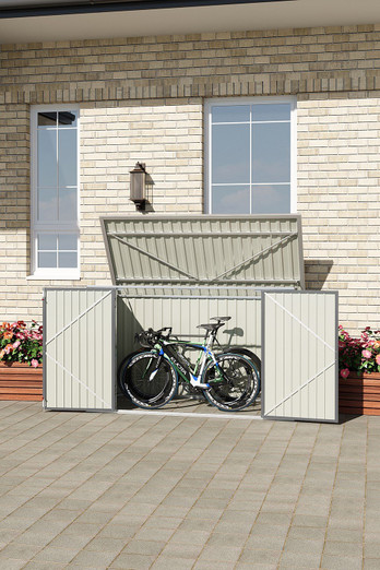 Pent Roof Metal Garden Shed with Hinged Lid - Grey