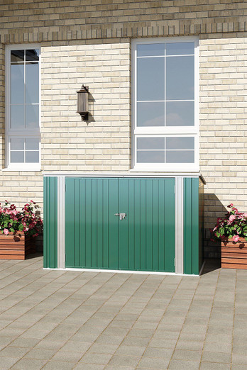 Pent Roof Metal Garden Shed with Hinged Lid - Green