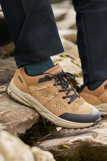 Zenith Mens Waterproof Suede Walking Shoes - Dark Beige