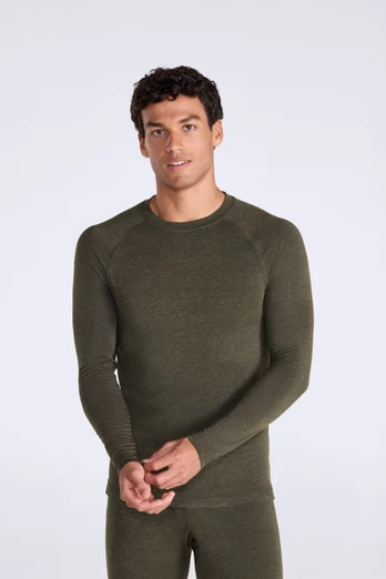 Keep the Heat Mens Base Layer Long Sleeve Top - Khaki