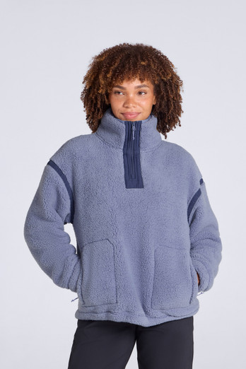 Polaire Teddy à bordures contrastées Emberly pour femme - Gris Pâle