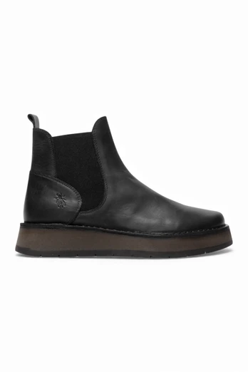 Womens RAWI131 Chelsea Leather Ankle Pull-On Boots - Black